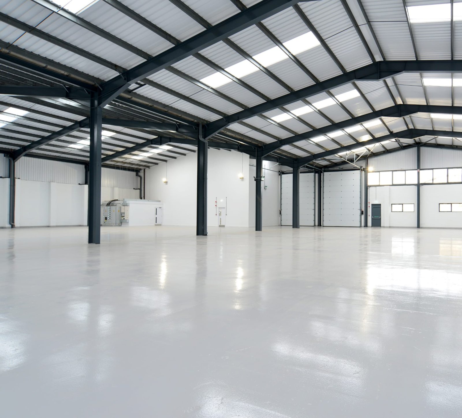 Inside a new commercial steel building