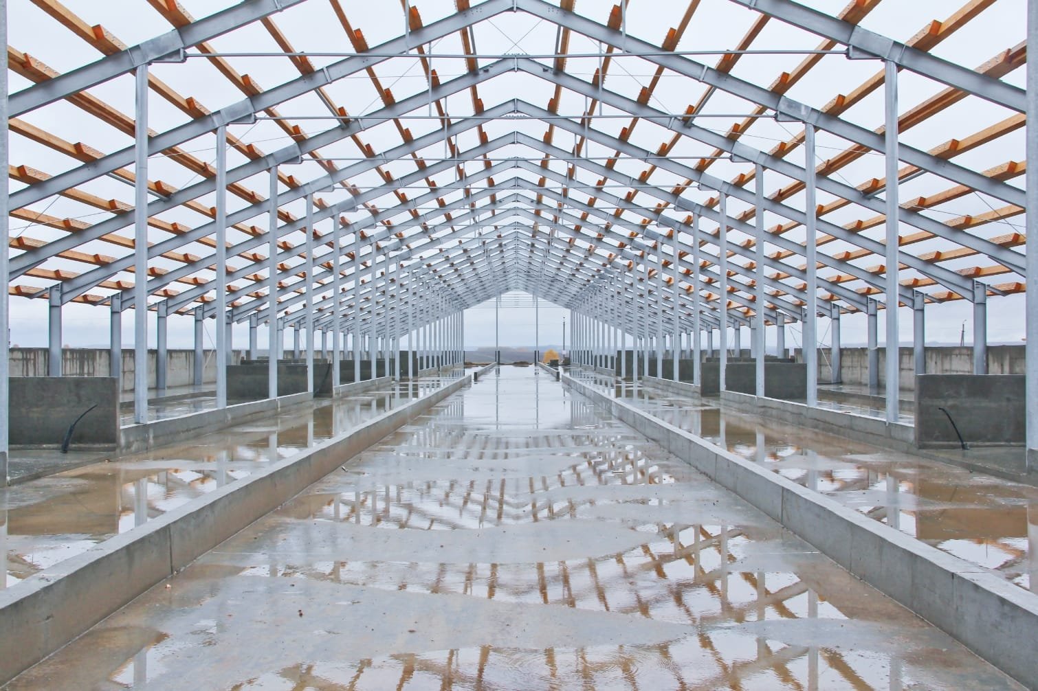 Steel building mid-construction