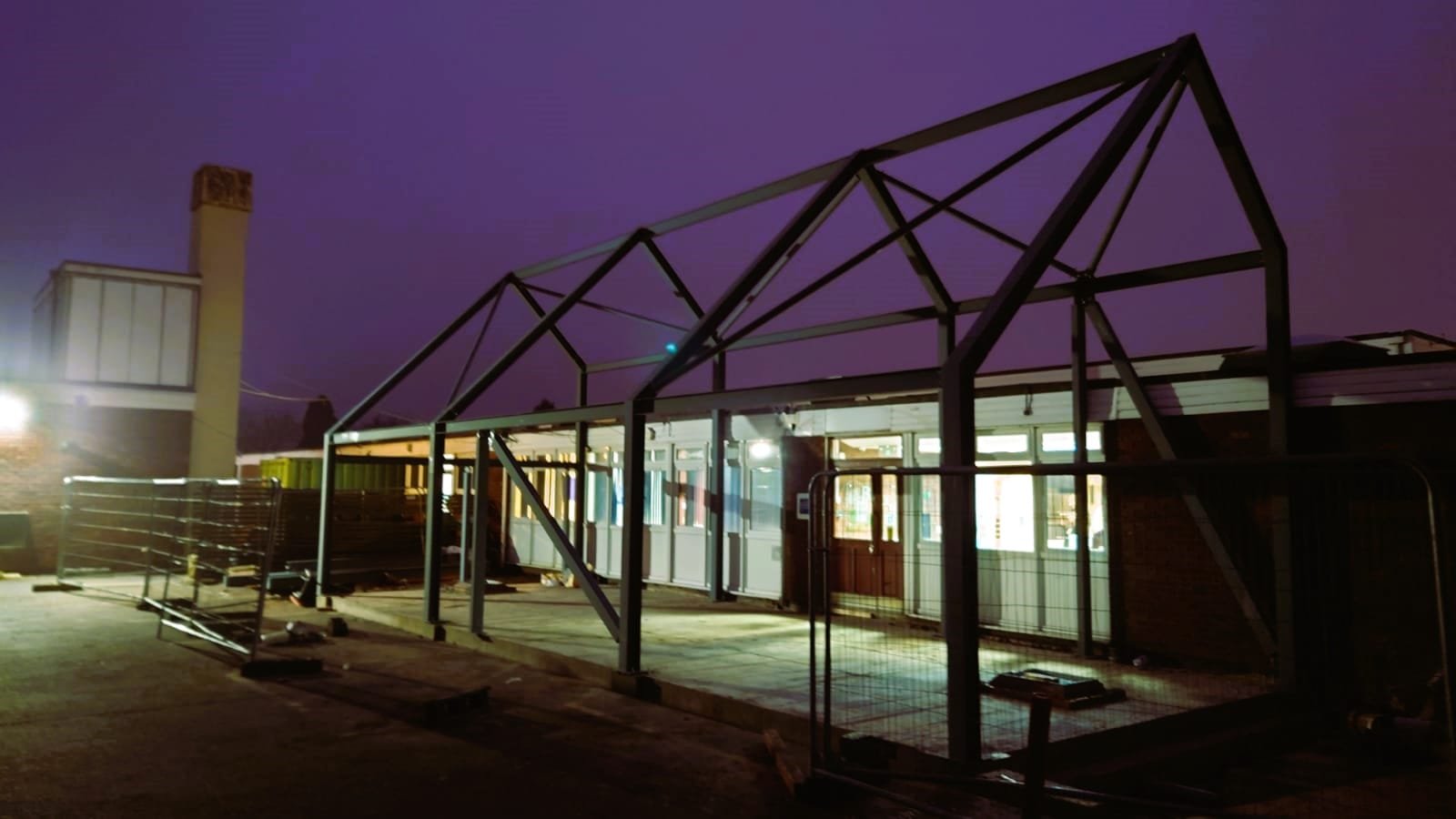 Steel building part-way through construction