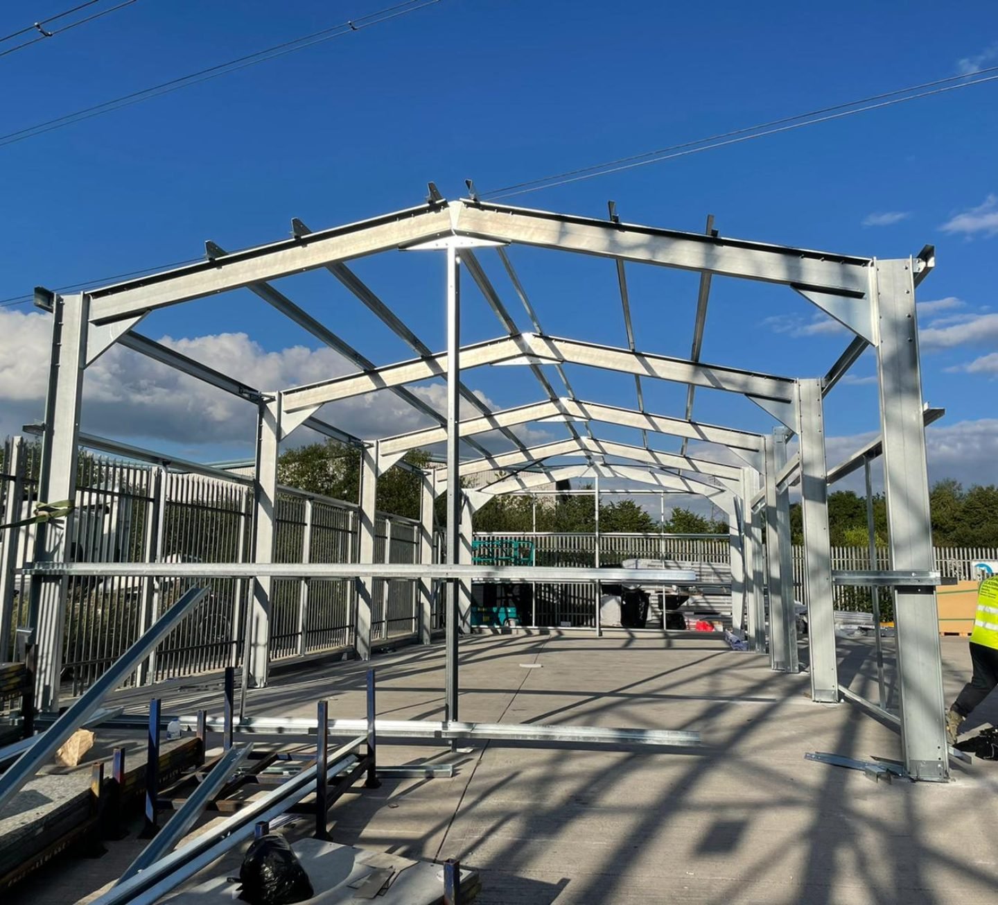 Steel frame being built