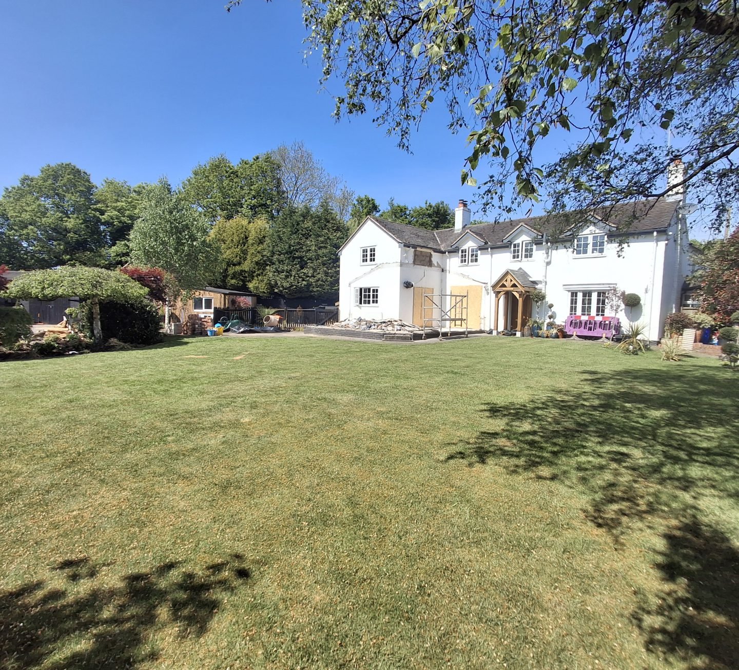 Completed new build home with a lawned garden